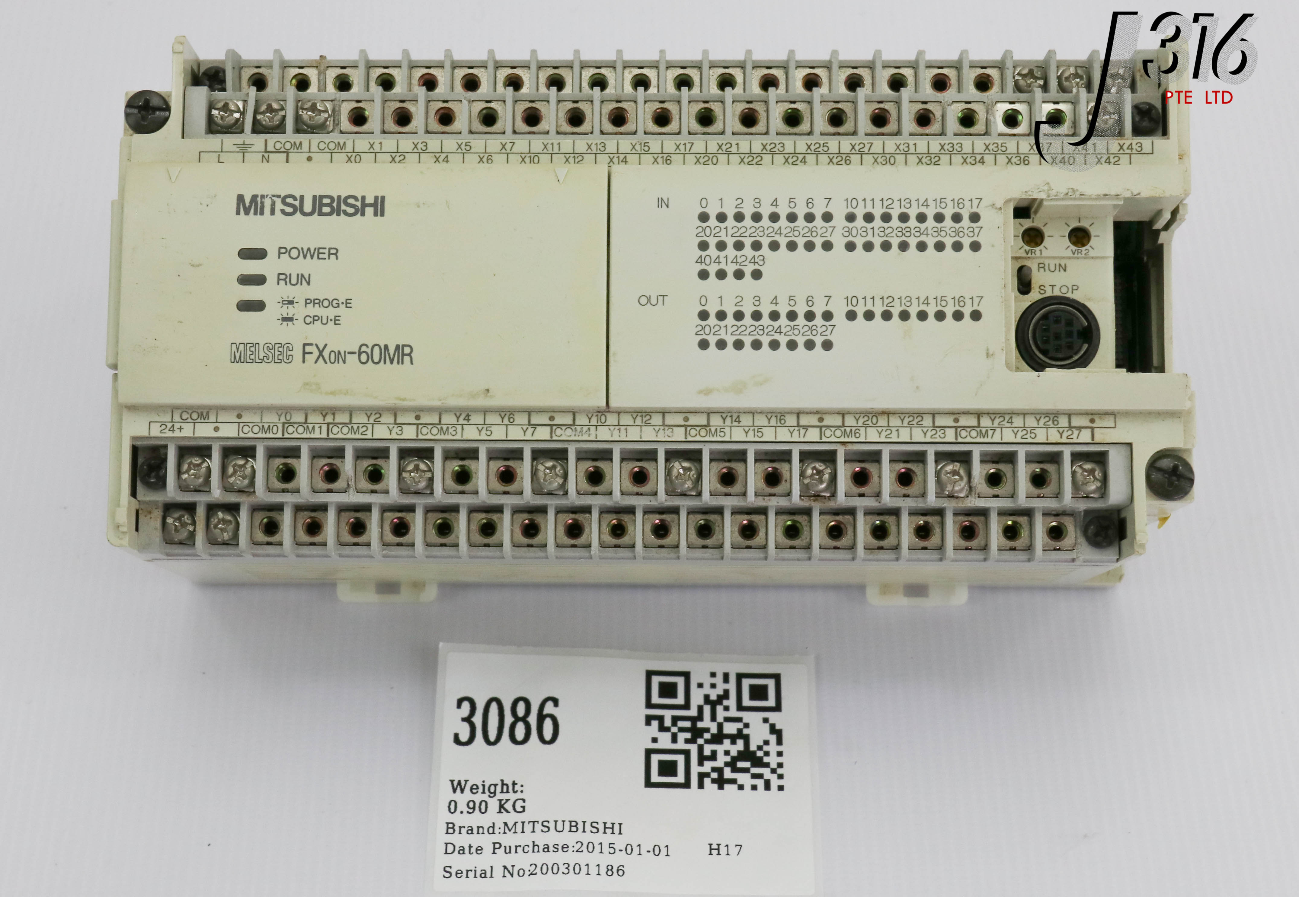 3086 MITSUBISHI MELSEC PROGRAMMABLE CONTROLLER, AC85~264V 50/60HZ